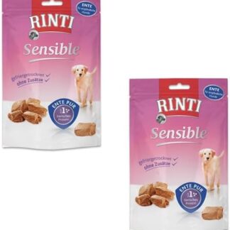 Rinti Sensible Snack Anatra | Confezione Doppia | 2 x 120 g | Alimento complementare per cani adulti | Per cani sensibili | Facile da digerire con garanzia di vera carne