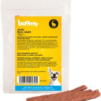 Boomy - Jerky Rolls - Snack per cani senza glutine - Bastoncini da masticare ad alto contenuto di carne - Snack per cani (3 x 100 g, coniglio)