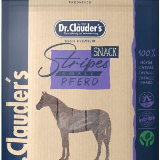 DR.CLAUDER'S – Stripes Snack Small | Spuntini facili da digerire in 95% carne con inulina per cani e gatti. Delicati secchi al vapore in sacchetto fresco | 80 g di cavallo