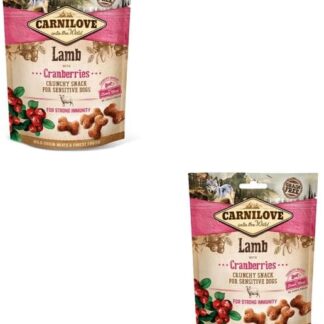Carnilove Snack Croccante Agnello con Mirtilli Rossi | Confezione Doppia | 2 x 200 g | Snack con Agnello e Mirtilli Rossi per Cani | Mirtilli Rossi come fonte naturale di antiossidanti