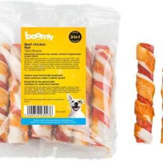 Boomy - Snack per cani, bastoncini da masticare, bastoncini di pollo, 13 cm, 8 pezzi