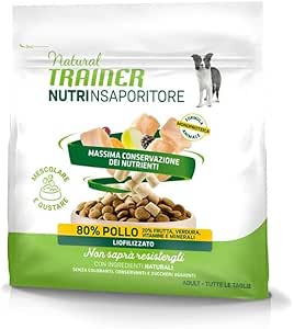7 PACCHETTI DI Natural Trainer NUTRINSAPORITORE per cani di tutte le taglie liofilizzato POLLO 7X40 gr