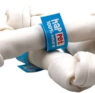 HAPPET 30 cm - 3 pezzi - Massaggiagengive naturale e duro, in pelle bovina, sicuro e insapore, favorisce l'igiene dentale, riduce lo stress