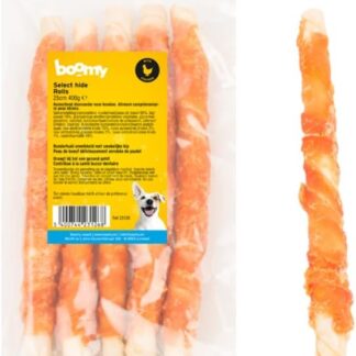 Boomy - Snack per cani, bastoncini da masticare, bastoncini di pollo, 25 cm, 4 pezzi, 400 g