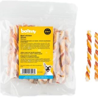 Boomy - Snack per cani, bastoncini da masticare, bastoncini di pollo, 13 cm, 30 pezzi