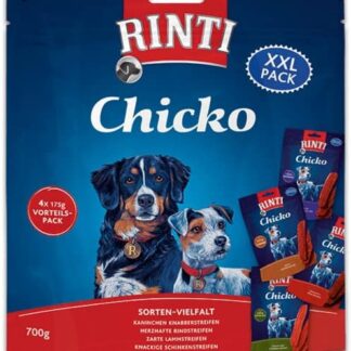 Rinti Chicko Varietà XXL | 700 g | Snack per cani in 4 deliziosi gusti | Senza farine di carne e soia | Delicatamente essiccato all'aria e facilmente digeribile