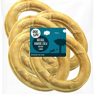 Dog Life - Anelli pressati in pelle grezza, 15,2 cm, 5 pezzi