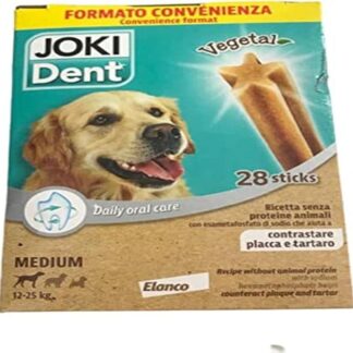 Joki Dent Daily oral care per cani Medium 12-15 kg. Ricetta senza proteine animali per contrastare placca e tartaro. Confezione da 840 gr. (contiene 28 sticks)