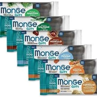 Monge Gift Meat Bars Snack Per Cane Cani Dog. 24 BUSTINE ASSORTITE IN BASE ALLA DISPONIBILITA' DA 40g CADAUNO