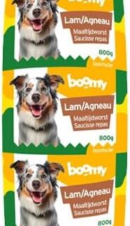 Boomy - Salsiccia alimentare - Salsiccia per cani - Carne fresca - Pasto senza glutine senza additivi (800g, agnello)