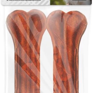 Croci King Bone - Ossa per Cane Gusto Bacon, Snack Premio masticativo per Cani in Pelle Bovina Naturale, Dental Stick per la Pulizia dei Denti, 15 cm - 2 pz