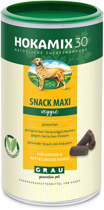 Grau - the Original - HOKAMIX30 Snack Maxi Veggie, lo spuntino vegetariano sano con 30 erbe importanti, confezione da 1 (1 x 800g), mangime complementare per cani