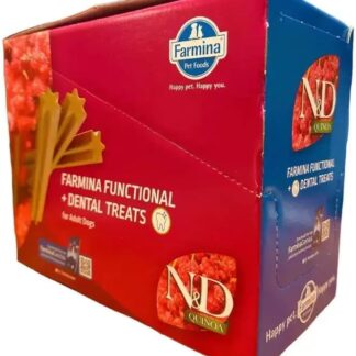 Farmina N&D Quinoa Skin & Coat Duck, Treat Anatra Quinoa Cocco e curcuma, Cane Adult, Cartone 15 pezzi