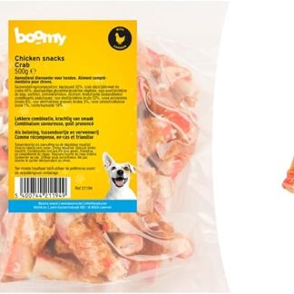 Boomy - Snack per cani con pollo e granchio - Snack per cani con robusto bastoncino di granchio ricoperti di pollo tenero - 500 g