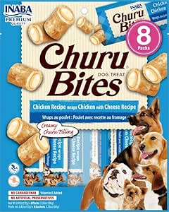 Churo Bites Cane 8x8x12 Snack per Cani (Pollo E Formaggio)