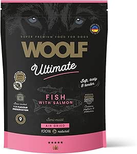 Biscotti per cani snack per cani naturali con 85% pesce fresco al salmone alimento completo semi umido adatto a tutte le razze adulti e senior 1kg | WOOLF