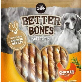 Zeus BetterBones, bastoncini da masticare ritorti per cani, con carne di pollo, rosmarino e timo, 10 cm