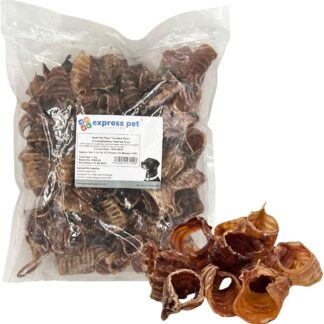 Express Pet Supplies Pipa ad aria pre-tagliata di manzo Trachea da 500 g (circa 35-45 tubi) di piccola razza perfetta per cuccioli, 100% naturale essiccato all'aria