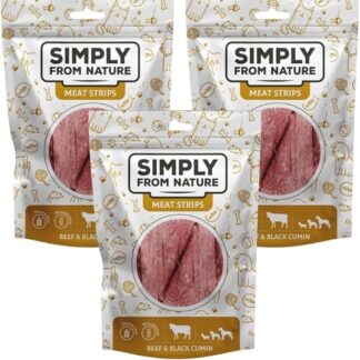 SIMPLY FROM NATURE Meat Strips manzo e cumino nero per cani 3x80 g