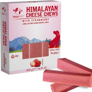 Pawfect Barretta da masticare dentale al formaggio dell'Himalaya con fragole (grande | 3 in scatola)
