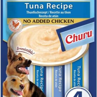 INABA Churu Snack per Cani Cremoso al Tonno, 1 Pack (4 Stick x 14gr) - Premietti Cane Ipocalorici, Morbidi e Deliziosi - Cibo per Cani Senza Pollo, Conservanti o Coloranti Artificiali, Grain-Free