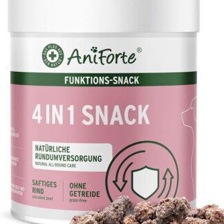 AniForte 4in1 Snack per cani 300 g – Integratore alimentare naturale per articolazioni, sistema immunitario, pelo, pelle, stomaco e intestino con polvere di cozze verdi, inulina e rosa canina, testato