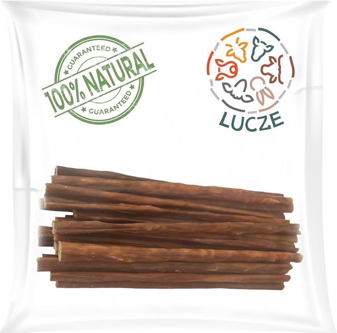 Lucze Spuntino naturale per cani, intestino di manzo essiccato 1 kg, bastoncini da 15 – 20 cm, 100% manzo, senza cereali, senza additivi, essiccati all'aria, ideale per cuccioli e cani di piccola