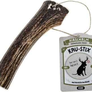 Kau Stix Corno di Cervo Snack masticativo per l'igiene Dentale del Cane 100% Naturale Cruelty Free Taglia M Intero per Cani da 15 a 25 kg