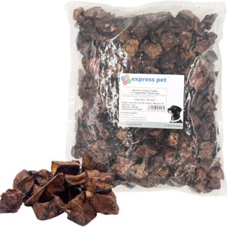 Express Pet Supplies Cubo di polmone di manzo a scatti 100% naturale essiccato all'aria per cani da masticare 1 kg (160-200 cubetti) ipoallergenico ideale per addestramento di razze piccole