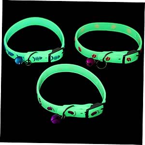 FUTUREORYY 3 Collare Fluorescente per con Campanellino Decorativo per Sicurezza Notturna e Comfort Resistente Colore Casuale Colore Casuale
