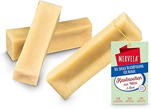 MERVELA Ossa da masticare, latte 100% naturale, senza lattosio, senza additivi, ossa da masticare a base di formaggio (cani molto grandi, 3 pezzi)