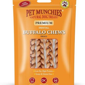 Pet Munchies - Trecce da masticare gusto bufalo per cani - Pacco da 4 (S) (Può variare)