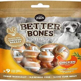 Zeus BetterBones, ossa da masticare per cani, avvolte con carne di pollo, al gusto rosmarino e timo, 7,5 cm