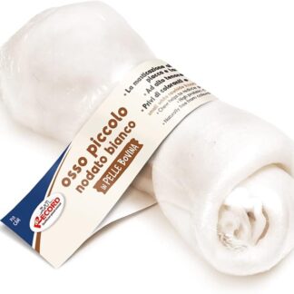 Ossi per Cani in Pelle Bovina. Masticativi per Cani, confezione 1pz di osso in pelle nodato bianco. Misura S 15cm di lunghezza e 70g di peso, per cani di taglia piccola.