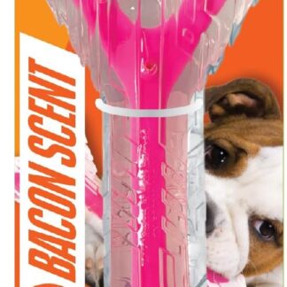 Nerf Dog Osso super profumato con profumo di pancetta, giocattolo per cani in gomma resistente, 22,9 cm, trasparente/rosa