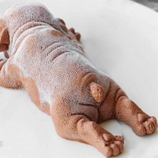 Giocattolo a forma di cane Shar Pei, morbido durevole silicone ad alta resistenza facile da deformare giocattoli a forma di cane 3D per cioccolato fai da te (WHITE)
