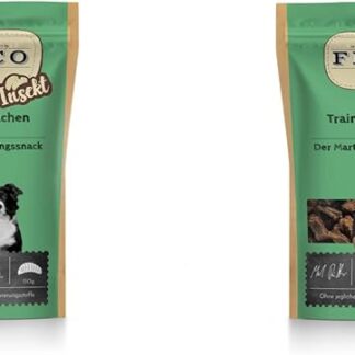 Fresco Cucchiaino da allenamento, insetto, confezione doppia, 2 x 150 g, mangime complementare per cani, spuntino monoproteico naturale in pura proteina degli insetti, a forma di caviglia