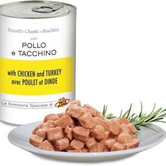 Pet's Planet Pezzetti con Pollo e Tacchino per Cani e Gatti, 405 g.