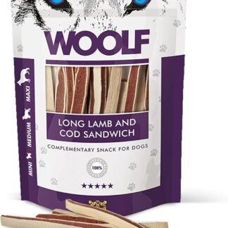 Woolf Sandwich di agnello e Merluzzo – Snack per Cani 100% naturale