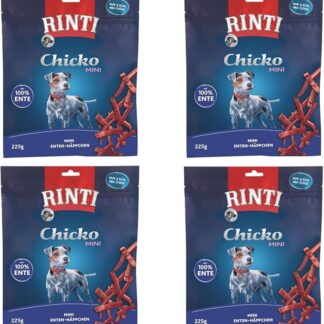 Rinti Chicko Mini Anatra | Confezione da 4 | 4 x 225 g | Integratore alimentare per cani adulti di piccola taglia | Facile da digerire e ben assimilabile | Bocconcini morbidi di anatra | Senza soia