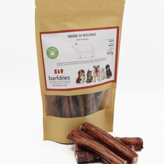 barfdries Nerbi di Bovino, alimento naturale per Cani e Gatti essiccato a bassa temperatura. Confezione da167 gr