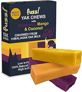 Fuzzl Yak Chews Naturali Mango Cocco Mirtillo Confezione da 3 Pezzi 195g