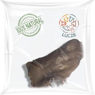 Lucze Premium - Orecchie di manzo XXL con conchiglia e pelliccia, 1 pezzo, articolo da masticare per cani, spuntino da masticare