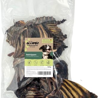 Goopsi Capriole per cani secchi, 1,2 kg, ossa da masticare per cani grandi, articolo naturale da masticare selvatico, ossa da masticare con carne, pulizia dei denti, cane non trattato con residui di
