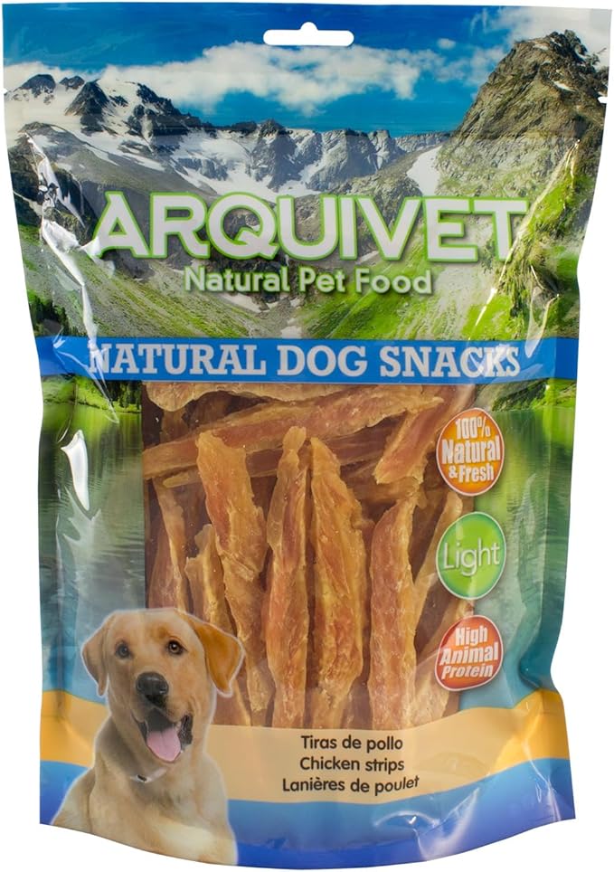 ARQUIVET Straccetti di pollo - 1 Kg - Snack 100% naturali per cani - prelibatezze per cani - Prodotto leggero - Molto ricco di sostanze nutritive