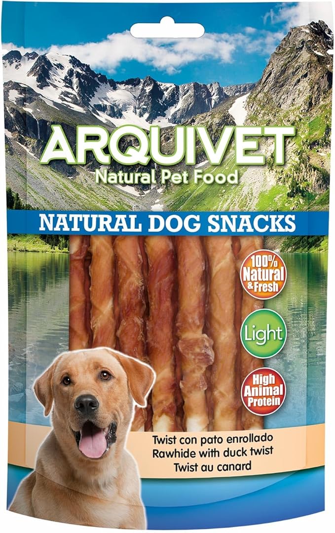 ARQUIVET Twist di anatra arrotolata - 13 cm / 100 g - Snack 100% naturali per cani - prelibatezze per cani - Prodotto leggero - Molto ricco di sostanze nutritive