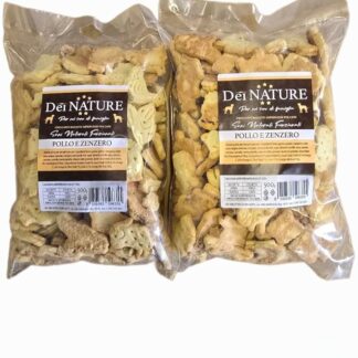 DEI NATURE Biscotti per Cani, Pollo e Zenzero,2 Confezioni da 500g, Human Grade, Superfood, Snack per cani,Premio per cani