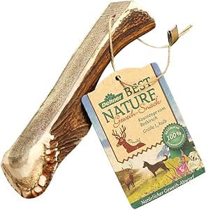 Dehner Best Nature - Snack per cani di alta qualità, inodore, 100% narürig, snack da masticare per cani, corna di cervo rosso, taglia L