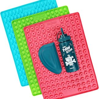 Collory Set di tappetini da forno per cani con accessori (set da 5), biscotti per cani in mini, dosatore e raschietto, per alimenti e senza Bpa