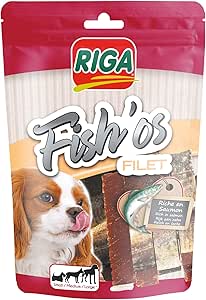 RIGA - Fish'Os Filetto - Dolcetto cane - Filetto di pesce - Ricco di proteine - Basso contenuto di grassi - senza coloranti né additivi - Premi naturali ideali - 80 g